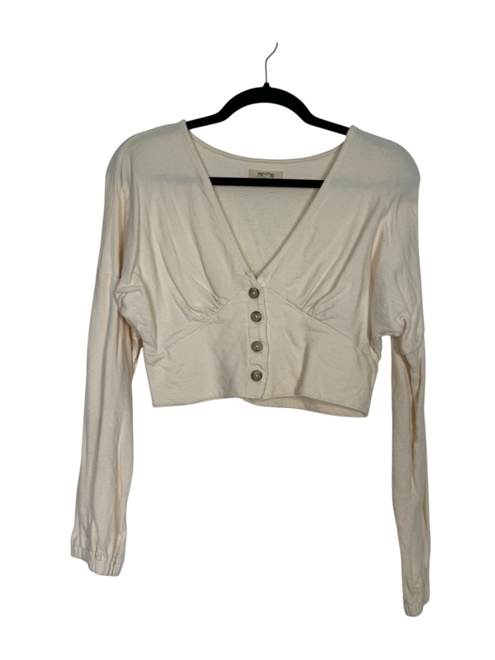Madewell Shirt Long Sleeve Button Front Crop Top